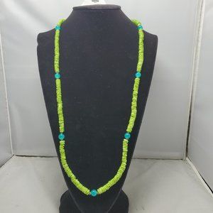 Christopher & Banks green disc shape glass beaded necklace